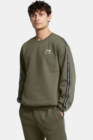 Under Armour Herentop Icon Fleece Taping met ronde hals Marine OD Groente / Wit L