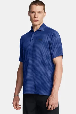 Under Armour Herenpolo Playoff 3.0 Printed Tech Blauw / Zwart / Zwart L