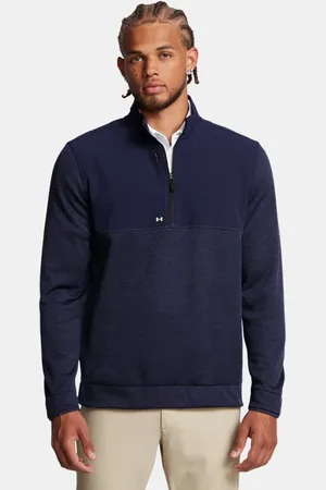 Under Armour T-shirt voor heren Drive Storm SweaterFleece met korte rits Midnight Marineblauw / Downpour Grijs / Wit S