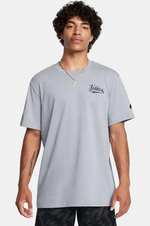 Under Armour T-shirt voor heren Curry Verbiage Heavyweight Staal Light Heather / Zwart L
