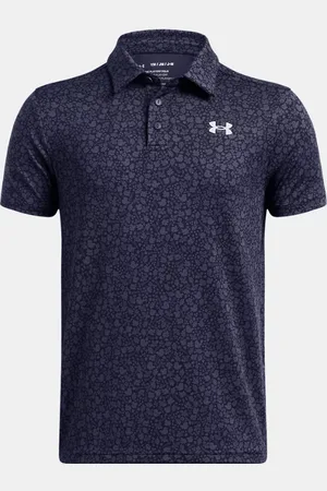 Under Armour Jongenspolo Playoff Printed Midnight Marineblauw / Halo Grijs YLG (149 - 160 cm)