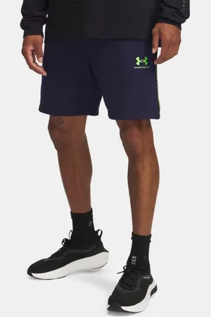 Under Armour Herenshorts Icon Fleece Taping Midnight Marineblauw / Cyber Groente L