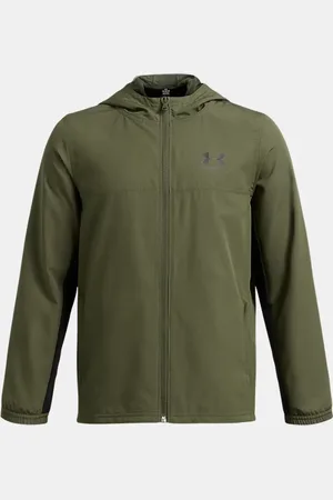 Under Armour Rival geweven jack voor jongens Marine OD Groente / Zwart / Zwart YMD (137 - 149 cm)