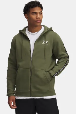 Under Armour Herentop Icon Fleece Taping met volledige rits Marine OD Groente / Wit L