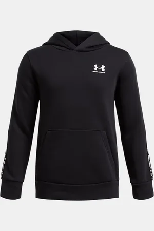 Under Armour Jongenshoodie Icon Fleece Taping Zwart / Wit YLG (149 - 160 cm)