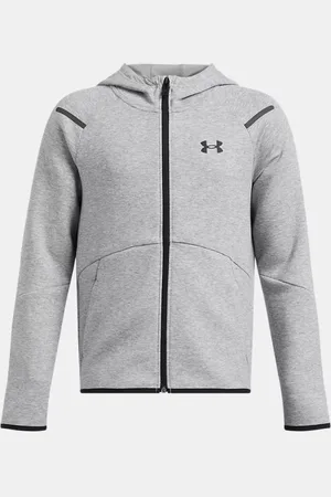 Under Armour Jongensshirt Unstoppable Fleece met volledige rits Mod Grijs Light Heather / Zwart YLG (149 - 160 cm)
