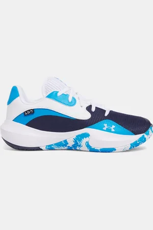Under Armour Unisex basketbalschoenen Lockdown 7 Low Midnight Marineblauw / Electric Blauw / Wit 45.5