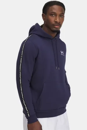 Under Armour Herenhoodie Icon Fleece Taping Midnight Marineblauw / Wit M