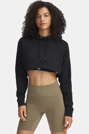 Under Armour Dameshoodie Icon Terry Crop Zwart / Wit L