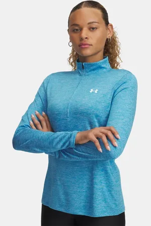 Under Armour Damesshirt Tech™ Twist met korte rits Ether Blauw / Wit L