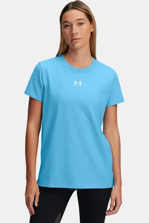 Under Armour Damesshirt Rival Core met korte mouwen Ether Blauw / Wit L