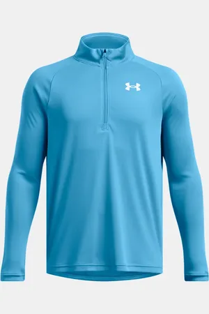 Under Armour Jongensshirt Tech™ 2.0 met korte rits en lange mouwen Ether Blauw / Wit YLG (149 - 160 cm)