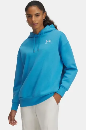 Under Armour Dameshoodie Icon Fleece Oversized Ether Blauw / Wit L