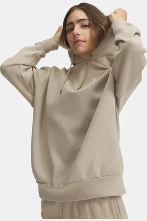 Under Armour Dameshoodie Icon Fleece Oversized City Khaki / Wit L