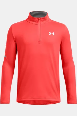 Under Armour Jongensshirt Tech™ Utility met korte rits Fire / Castlerock / Wit YLG (149 - 160 cm)