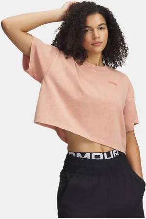Under Armour Damestop Heavyweight Wash met korte mouwen Canyon Roze / Canyon Roze L