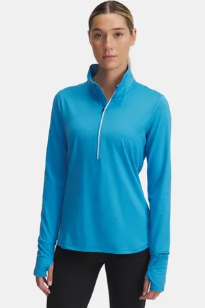 Under Armour Damesshirt Qlifier Run met korte rits Ether Blauw / Reflecterend L