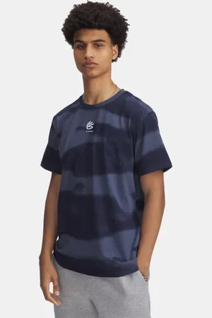 Under Armour T-shirt voor heren Curry Logo Heavyweight Downpour Grijs / Wit L