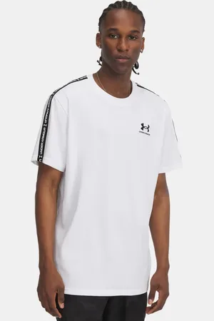 Under Armour Heren T-shirt Icon Heavyweight Taping Wit / Zwart 3XL