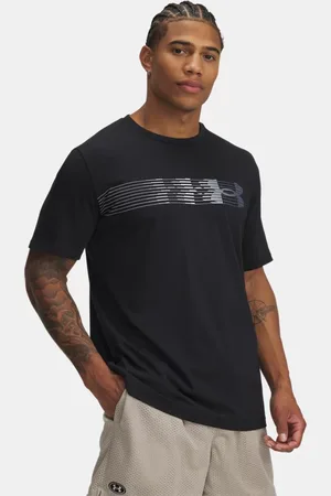 Under Armour Herenshirt Fly In Logo met korte mouwen Zwart / Downpour Grijs XL