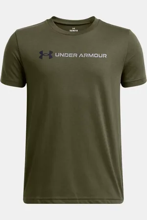 Under Armour Jongensshirt Logo Wordmark met korte mouwen Marine OD Groente / Zwart / Staal YLG (149 - 160 cm)