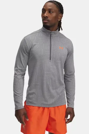 Under Armour Herenshirt Tech™ Vent Geotessa met korte rits Staal / Castlerock / Fire L
