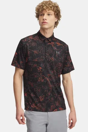 Under Armour Herenpolo Playoff 3.0 Printed Zwart / Fire / Castlerock L