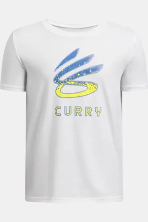 Under Armour T-shirt voor jongens Curry Logo Wit / Royal YLG (149 - 160 cm)