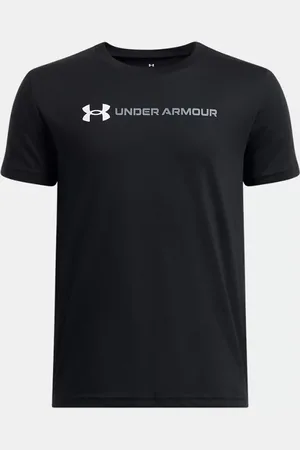 Under Armour Jongensshirt Logo Wordmark met korte mouwen Zwart / Wit / Titan Grijs YLG (149 - 160 cm)