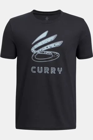 Under Armour T-shirt voor jongens Curry Logo Zwart / Stream YLG (149 - 160 cm)