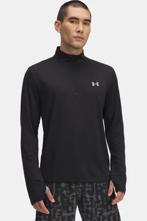 Under Armour Herenshirt Launch met korte rits Zwart / Reflecterend L