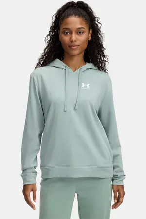 Under Armour Dameshoodie Rival Terry Silica Groente / Wit L