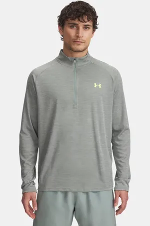 Under Armour Herenshirt Tech™ Textured met korte rits Silica Groente / Hydro Groente / High Vis Geel 3XL
