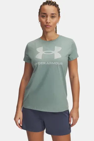 Under Armour Damesshirt Rival Logo met korte mouwen Silica Groente / Hydro Groente L