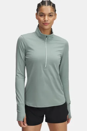 Under Armour Damesshirt Qlifier Run met korte rits Silica Groente / Reflecterend S