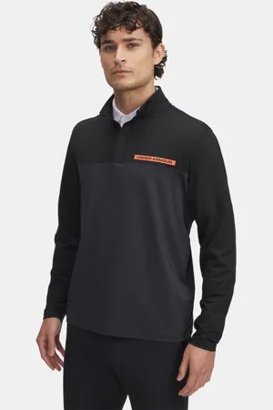 Under Armour Herentop Tee To Green met korte rits Zwart / Anthracite / Fire 3XL