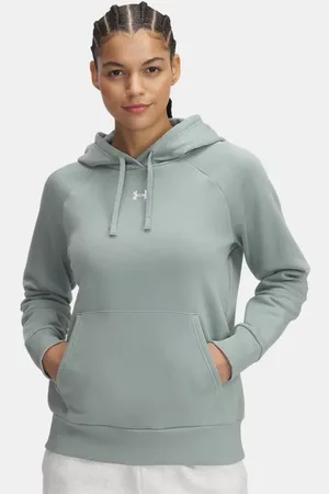 Under Armour Dameshoodie Rival Fleece Silica Groente / Wit L
