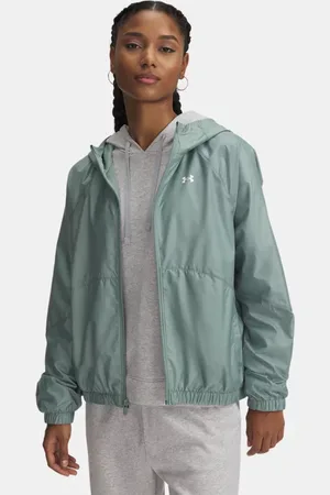 Under Armour Dameswindjack Rival Sport Silica Groente / Wit L