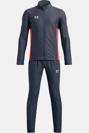 Under Armour Jongenstrainingspak Challenger Downpour Grijs / Fire / Wit YLG (149 - 160 cm)