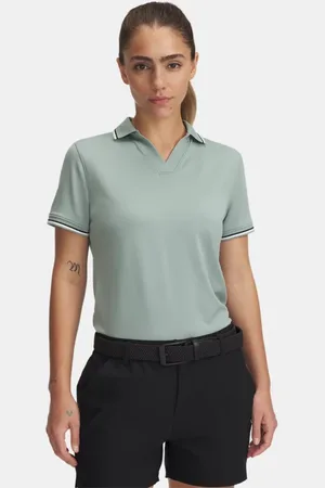 Under Armour Damespolo Drive Rib met korte mouwen Silica Groente / Zwart / Zwart L