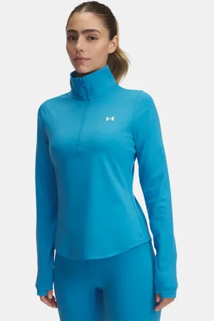 Under Armour Damesshirt Motion met korte rits Ether Blauw / Wit L