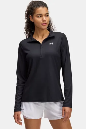 Under Armour Damesshirt Tech™ Rib met halflange rits Zwart / Wit L
