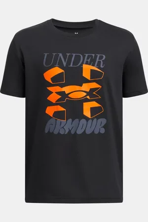 Under Armour Jongensshirt Split Big Logo met korte mouwen Zwart / Downpour Grijs YLG (149 - 160 cm)