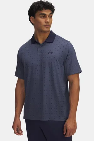 Under Armour Herenpolo Matchplay Printed Downpour Grijs / Midnight Marineblauw / Midnight Marineblauw L
