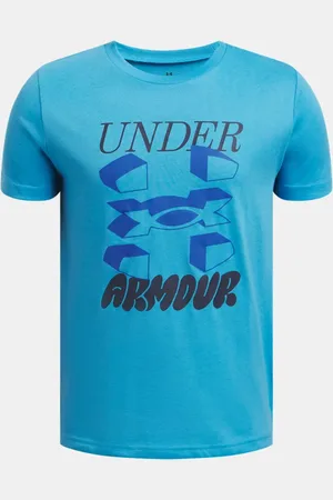 Under Armour Jongensshirt Split Big Logo met korte mouwen Ether Blauw / Midnight Marineblauw YLG (149 - 160 cm)
