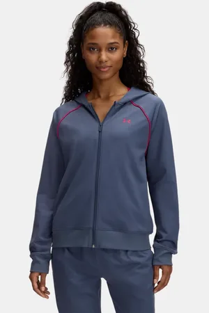Under Armour Damestrainingspak Rival Tricot Downpour Grijs / Shaded Fuchsia / Shaded Fuchsia L