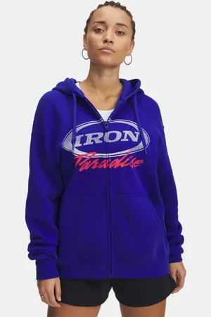 Under Armour Damestop Project Rock Iron Paradise met volledige rits Royal / Wit L