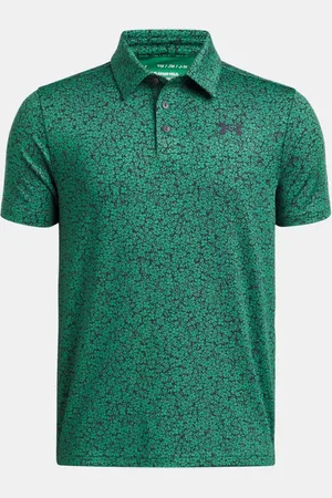 Under Armour Jongenspolo Playoff Printed Team Kelly Groente / Midnight Marineblauw / Midnight Marineblauw YLG (149 - 160 cm)
