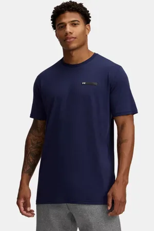 Under Armour Herentop Strip Logo met korte mouwen Midnight Marineblauw / Zwart S