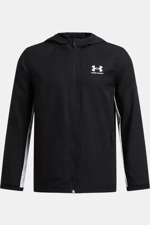 Under Armour Rival geweven jack voor jongens Zwart / Wit / Wit YLG (149 - 160 cm)